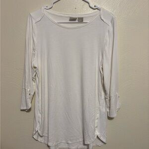 Chico’s White Layered Hem Tunic Top 3/4 Sleeve Stretch